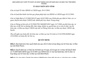 Quyết định 67/2008/QĐ-UBND Quy chế tổ chức hoạt động Sở Giáo dục và Đào tạo tỉnh Bình Phước