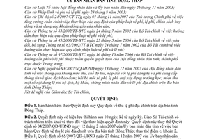 Quyết định 43/2008/QĐ-UBND quy định về thu lệ phí địa chính trên địa bàn tỉnh Đồng Tháp