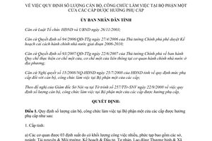 Quyết định 47/2008/QĐ-UBND số lượng cán bộ công chức tại bộ phận một cửa các cấp Vĩnh Phúc