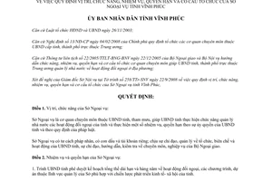 Quyết định 48/2008/QĐ-UBND cơ cấu tổ chức của Sở Ngoại vụ tỉnh Vĩnh Phúc