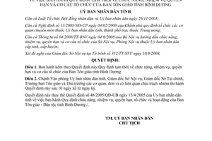 Quyết định số 55/2008/QĐ-UBND Chức năng nhiệm vụ Ban tôn giáo Bình Dương