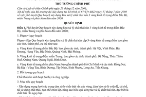 Quyết định 1440/QĐ-TTg phê duyệt quy hoạch xây dựng khu xử lý chất thải rắn 3 vùng kinh tế trọng điểm Bắc bộ, miền Trung và phía Nam đến 2020