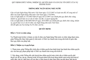 Quyết định 2204/QĐ-NHNN  chức năng nhiệm vụ quyền hạn