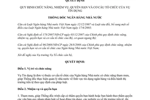 Quyết định 2202/QĐ-NHNN 2008 chức năng nhiệm vụ quyền hạn cơ cấu tổ chức Vụ Tín dụng