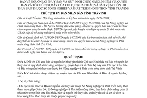Quyết định 1482/QĐ-UBND 2008 Đổi tên thành Chi cục Khai thác Bảo vệ nguồn lợi thuỷ sản Trà Vinh