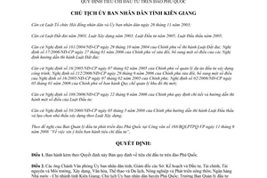 Quyết định 2392/QĐ-UBND 2008 Quy định tiêu chí đầu tư đảo Phú Quốc Kiên Giang