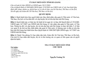 Quyết định 3302/QĐ-UBND phân cấp quản lý Nhà nước Văn hoá, Thể thao