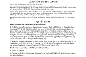Quyết định 39/2008/QĐ-UBND chức năng nhiệm vụ sở thông tin truyền thông Long An