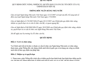 Quyết định 2201/QĐ-NHNN 2008 chức năng nhiệm vụ quyền hạn cơ cấu tổ chức Vụ Chính sách tiền tệ