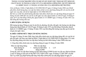 Thông tư liên tịch 03/2008/TTLT-BNV-BTC hướng dẫn thực hiện điều chỉnh mức trợ cấp hàng tháng từ 1/10/2008 cán bộ xã đã nghỉ việc QĐ 130-CP