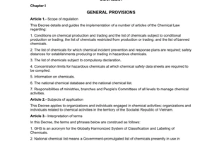 Decree No. 108/2008/ND-CP of October 7, 2008, detailing and guiding the implementation of a number of articles of the Chemical Law.