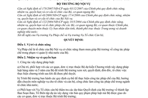 Quyết định 1290/QĐ-BNV quy định chức năng, nhiệm vụ, quyền hạn và tổ chức của Vụ Pháp chế