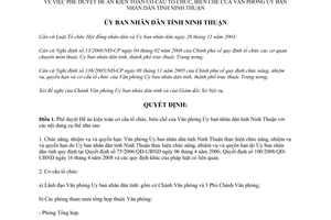 Quyết định 270/QĐ-UBND năm 2008 tổ chức biên chế Văn phòng Ủy ban Ninh Thuận