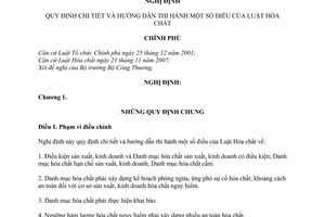 Nghị định 108/2008/NĐ-CP hướng dẫn Luật Hóa chất