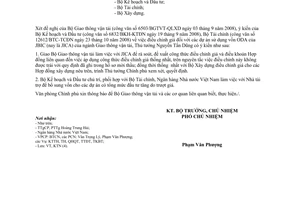 Công văn  7853/VPCP-KTN điều chỉnh giá đối với dự án sử dụng vốn ODA của JBIC của ngành Giao thông vận tải