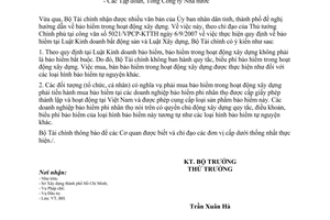 Công văn  13994/BTC-BH Bảo hiểm trong hoạt động xây dựng