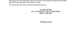 Công văn 11164/BCT-XNK mẫu chữ ký mẫu S của Campuchia