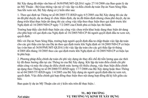 Công văn  301/BXD-KTXD Lập và điều chỉnh dự toán Dự án Nam Sông Hậu