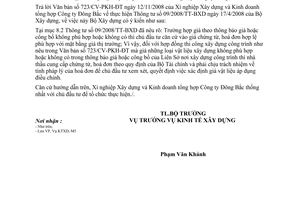 Công văn  296/BXD-KTXD Hướng dẫn thực hiện TT 09/2008/TT-BXD
