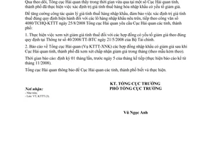 Công văn  6013/TCHQ-KTTT báo cáo hàng giảm giá