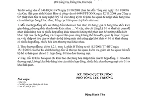 Công văn  6050/TCHQ-GSQL mỗi tờ khai hải quan chỉ khai báo cho hàng hóa của một hợp đồng