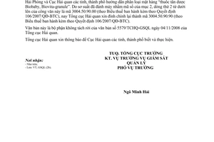 Công văn  6063/TCHQ-GSQL đính chính VB 5579/TCHQ-GSQL