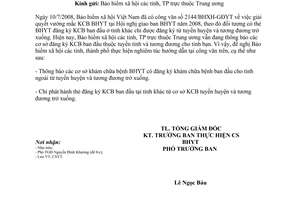 Công văn 4024/BHXH-CSYT thông báo cơ sở KCB ban đầu cho đối tượng tỉnh ngoài đăng ký