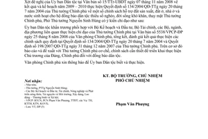 Công văn  8132/VPCP-ĐP thực hiện QĐ 134/2004/QĐ-TTg