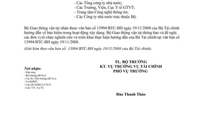 Công văn  8619/BGTVT-TC thông báo văn bản của Bộ Tài chính về công tác bảo hiểm trong hoạt động xây dựng