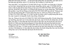 Công văn 3854/BTP-HCTP lệ phí chứng thực hợp đồng, giao dịch