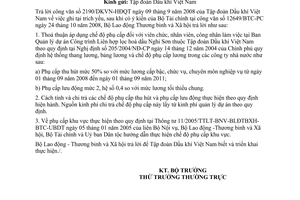 Công văn 3994/LĐTBXH-LĐTL thoả thuận chế độ phụ cấp viên chức, nhân viên, công nhân làm việc  Ban QLDA Công trình Liên hợp lọc hoá dầu Nghi Sơn