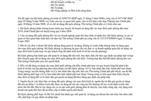 Công văn  1869/TTg-KTN cơ chế sử dụng đất quốc phòng