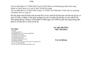 Công văn  2273/BXD-VP Công bố Định mức dự toán duy trì cây xanh đô thị