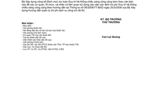 Công văn  2274/BXD-VP Công bố Định mức dự toán Duy trì hệ thống chiếu sáng công cộng