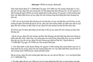 Công văn 947/TNMT-MT thẩm định hồ sơ ký quỹ phục hồi môi trường