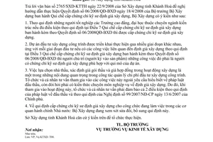 Công văn  285/BXD-KTXD Quyết định  06/2008/QĐ-BXD cấp chứng chỉ kỹ sư định giá xây dựng