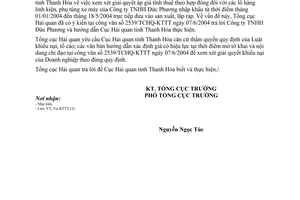 Công văn  5814/TCHQ-KTTT Giá tính thuế hàng nhập khẩu