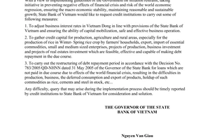 Official Dispatch No. 9776/NHNN-CSTT of November 3, 2008, implementing some measures on credit activity and interest rate