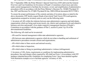 Official Dispatch No. 126/CCTTHC of November 04, 2008, re on the implementation of inventory of APs