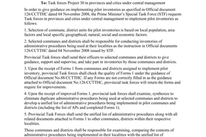 Official Dispatch No. 131/CCTTHC of November 27, 2008,  re Organizing and implementing the inventory of administrative procedures at pilot inventory units