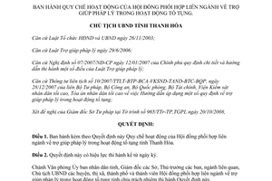 Quyết định số 3464/QĐ-UBND Quy chế hoạt động Hội đồng phối hợp liên ngành trợ giúp pháp lý Thanh Hóa