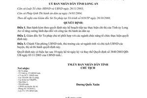 Quyết định 50/2008/QĐ-UBND thực hiện chỉ thị công tác thi hành án dân sự Long An