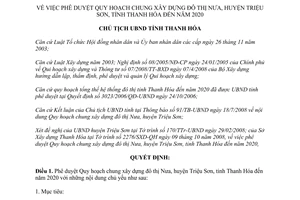 Quyết định 3491/QĐ-UBND 2008 phê duyệt Quy hoạch xây dựng đô thị Nưa Triệu Sơn Thanh Hóa 2020