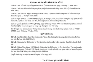 Quyết định 32/2008/QĐ-UBND Quy chế phát ngôn cung cấp thông tin báo chí Đăk Nông