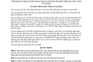 Quyết định 39/2008/QĐ-UBND chế độ chi tiêu tiếp khách nước ngoài vào làm việc