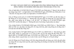 Hướng dẫn 367/HDLT-STTTT-SXD  cấp giấy phép xây dựng công trình trạm thu