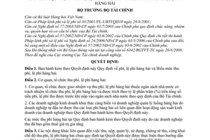 Quyết định 98/2008/QĐ-BTC Quy định phí, lệ phí hàng hải và Biểu mức thu phí, lệ phí hàng hải