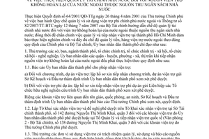 Chỉ thị 19/2008/CT-UBND thực hiện quản lý tài chính nhà nước nguồn viện trợ không hoàn lại nước ngoài thuộc nguồn thu ngân sách nhà nước