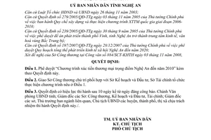 Quyết định 73/2008/QĐ-UBND Chương trình xúc tiến thương mại trọng điểm Nghệ An đến năm 2010