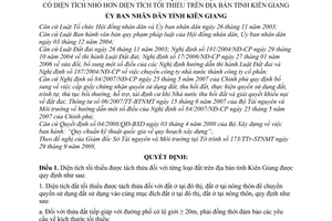 Quyết định 36/2008/QĐ-UBND quy định diện tích tối thiểu từng loại đất được tách thửa và việc cấp giấy chứng nhận quyền sử dụng đất tỉnh Kiên Giang